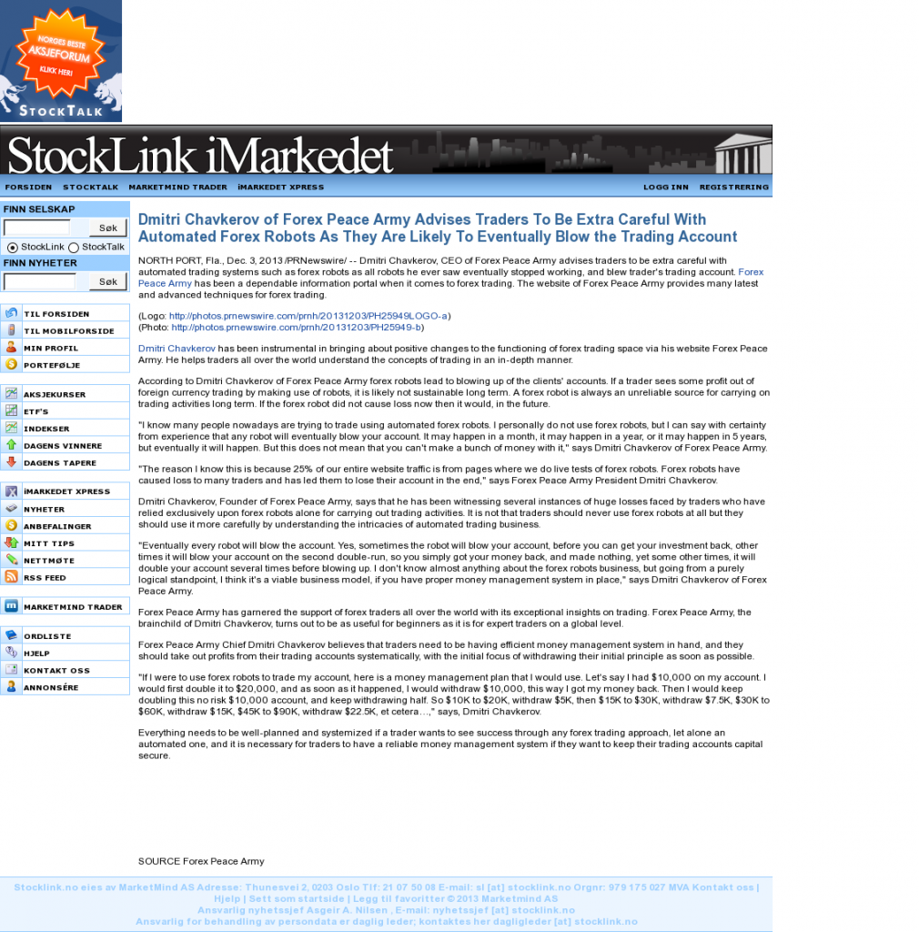 Trading Robots will Blow Trading Account Stocklink by Dmitri Chavkerov